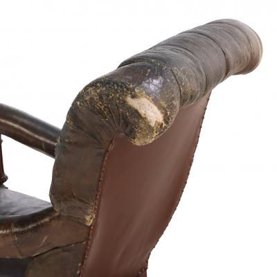  Gillows of Lancaster London An English Walnut and Tufted Leather Library Armchair by Gillows 19th C 