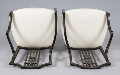  Gillows of Lancaster London Antique Pair George III Painted Open Armchairs