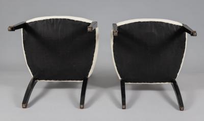  Gillows of Lancaster London Antique Pair George III Painted Open Armchairs