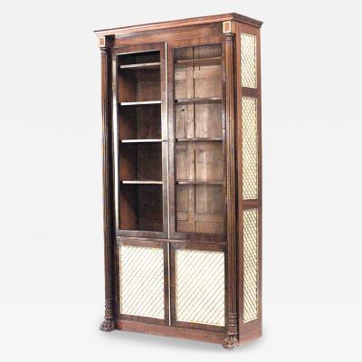  Gillows of Lancaster London English Regency Brass and Mahogany Bookcase Manner of Gillows 