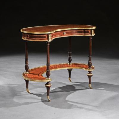  Gillows of Lancaster London FINE 19TH CENTURY GILLOWS PARQUETRY AND GILT BRONZE KIDNEY SHAPED TABLE