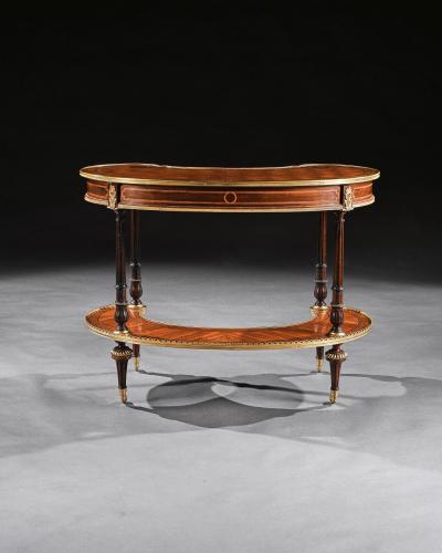  Gillows of Lancaster London FINE 19TH CENTURY GILLOWS PARQUETRY AND GILT BRONZE KIDNEY SHAPED TABLE