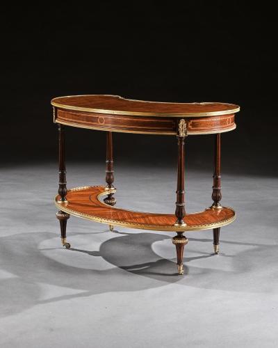  Gillows of Lancaster London FINE 19TH CENTURY GILLOWS PARQUETRY AND GILT BRONZE KIDNEY SHAPED TABLE