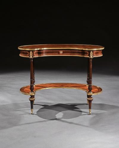  Gillows of Lancaster London FINE 19TH CENTURY GILLOWS PARQUETRY AND GILT BRONZE KIDNEY SHAPED TABLE