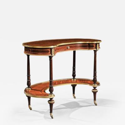  Gillows of Lancaster London FINE 19TH CENTURY GILLOWS PARQUETRY AND GILT BRONZE KIDNEY SHAPED TABLE