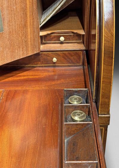  Gillows of Lancaster London George III Gillows Mahogany Cylindrical Bureau Bookcase