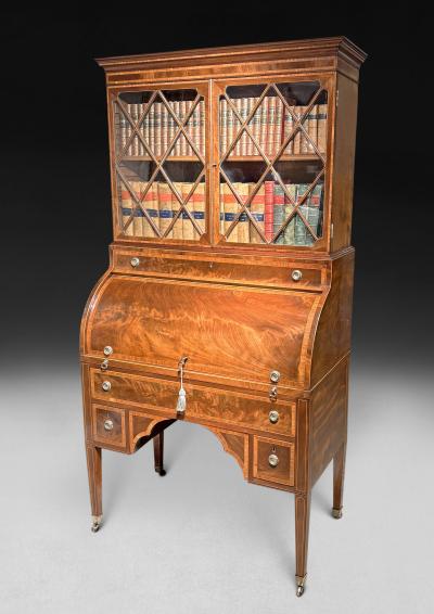  Gillows of Lancaster London George III Gillows Mahogany Cylindrical Bureau Bookcase