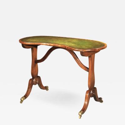  Gillows of Lancaster London Georgian Regency Kidney Shaped Side Table with Leather Top