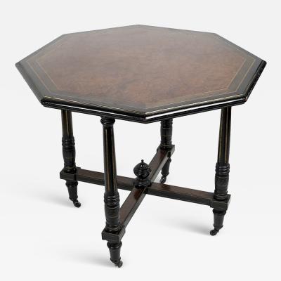  Gillows of Lancaster London Gillows attr Aesthetic Movement Ebonized Mahogany Centre Table with Amboyna top