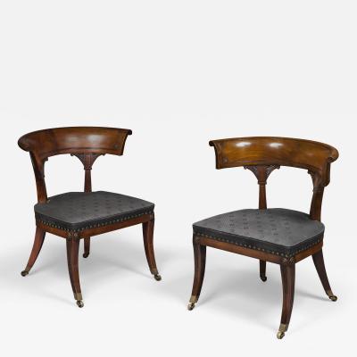  Gillows of Lancaster London Pair of English Regency Period Mahogany Klismos Chairs