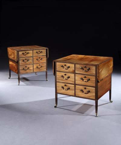  Gillows of Lancaster London Pair of George 111 Mahogany Freestanding Library Pemroke Sidetables