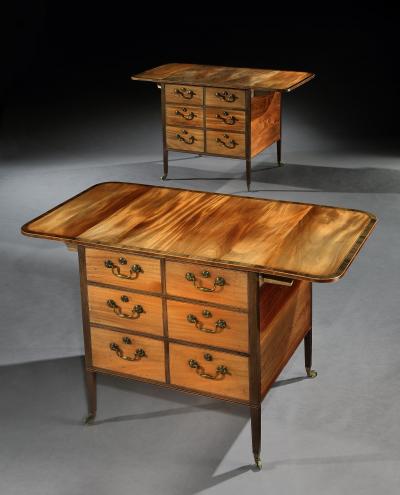  Gillows of Lancaster London Pair of George 111 Mahogany Freestanding Library Pemroke Sidetables