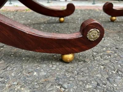  Gillows of Lancaster London Pair of Hollywood Regency X Frame Stools Gillows of Lancaster style