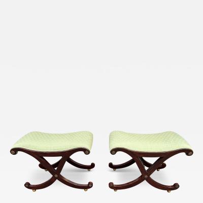 Gillows of Lancaster London Pair of Hollywood Regency X Frame Stools Gillows of Lancaster style