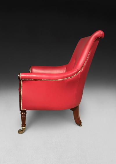  Gillows of Lancaster London Pair of Regency Mahogany Library Armchairs Attributed to Gillows