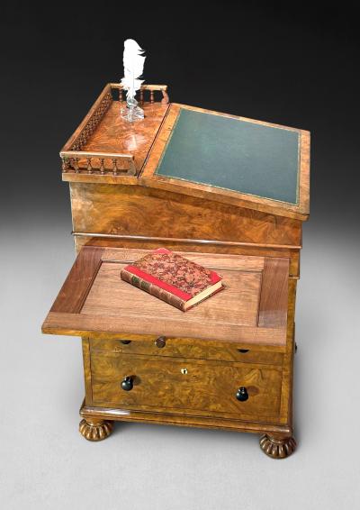  Gillows of Lancaster London Regency Burr Walnut Davenport by Gillows