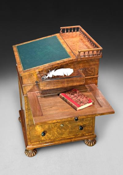  Gillows of Lancaster London Regency Burr Walnut Davenport by Gillows