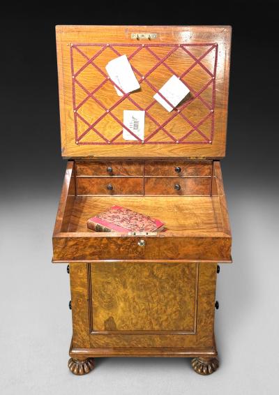  Gillows of Lancaster London Regency Burr Walnut Davenport by Gillows