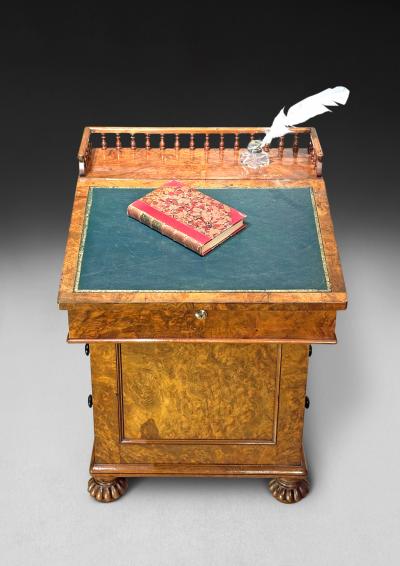  Gillows of Lancaster London Regency Burr Walnut Davenport by Gillows