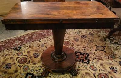  Gillows of Lancaster London Regency Fold over Side Table with Lions Paw Feet in the Manner of Gillows