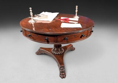  Gillows of Lancaster London Regency Mahogany Drum Table by Gillows