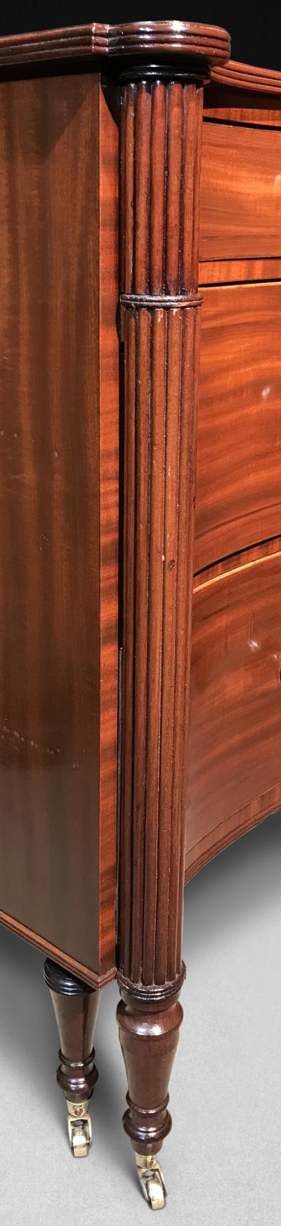  Gillows of Lancaster London Regency Period Mahogany and ebony line inlaid concave fronted commode