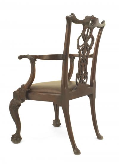  Gillows of Lancaster London Set of 8 English Chippendale Brown Leather Chairs