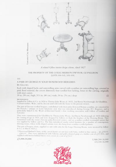  Gillows of Lancaster London The Glynllifon Rutland Chairs Supplied by Gillows in 1823 to Thomas John Wynn