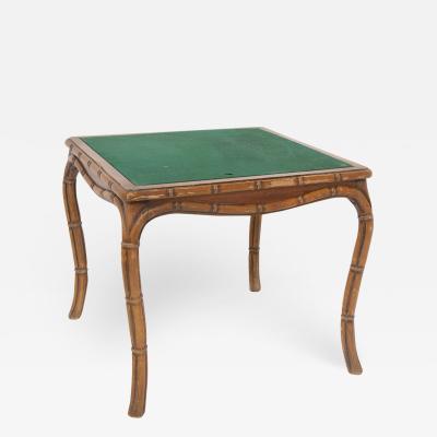  Giorgetti Italian Game Table in Faux Bamboo by Giorgetti and Green Fabric