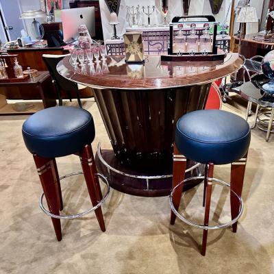  Giorgio Collection Art Deco Custom Fluted Front Stand Behind Bar with Chrome Giorgio Collection