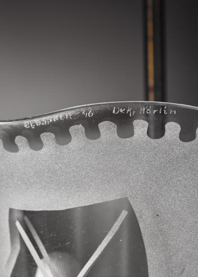  Gl ssner Gl ssner decorated glass pendant 1946