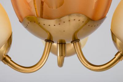  Gl ssner Swedish Modern Chandelier in Brass and Glass by Gl ssner