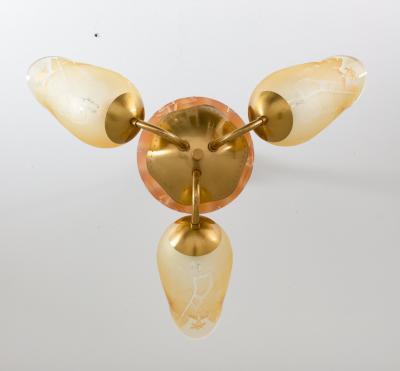  Gl ssner Swedish Modern Chandelier in Brass and Glass by Gl ssner