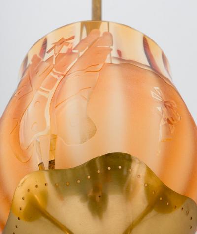  Gl ssner Swedish Modern Chandelier in Brass and Glass by Gl ssner