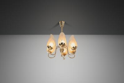 Gl ssner Swedish Modern Six Armed Chandelier by Gl ssner Sweden ca 1940s