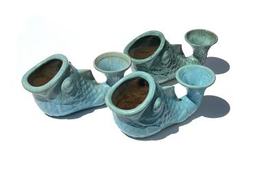  Gladding McBean Assembled Group of Three Gladding McBean Style Koi Fish Vessels Planters