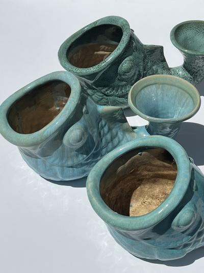  Gladding McBean Assembled Group of Three Gladding McBean Style Koi Fish Vessels Planters