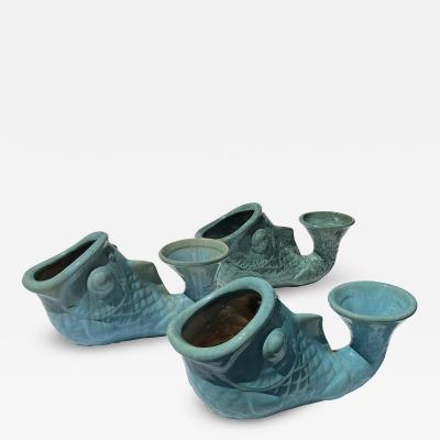  Gladding McBean Assembled Group of Three Gladding McBean Style Koi Fish Vessels Planters