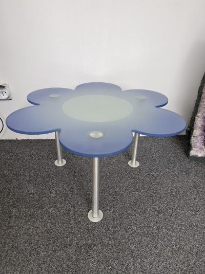  Glas Italia Blue Daisy Flower Glass Table by Glas Italia Italy 1990s