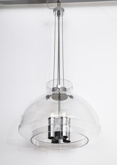  Glash tte Limburg 1970s Large Clear Glass Chandelier by Limburg Pair Available 