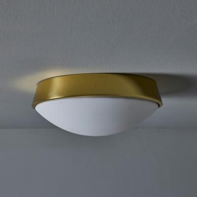  Glash tte Limburg Glash tte Limburg Brass Opaline Glass Flush Mount in the Manner of Stilnovo