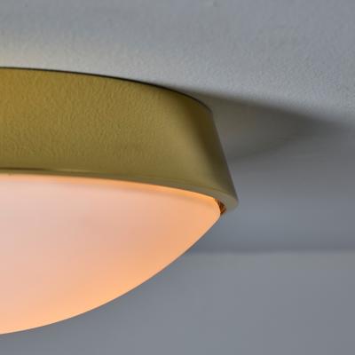  Glash tte Limburg Glash tte Limburg Brass Opaline Glass Flush Mount in the Manner of Stilnovo