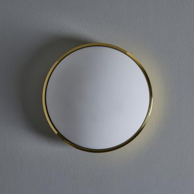  Glash tte Limburg Glash tte Limburg Brass Opaline Glass Flush Mount in the Manner of Stilnovo