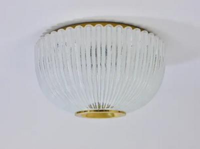  Glash tte Limburg Large Limburg Striped Glass Brass Flushmount Ceiling Light Germany 1970s