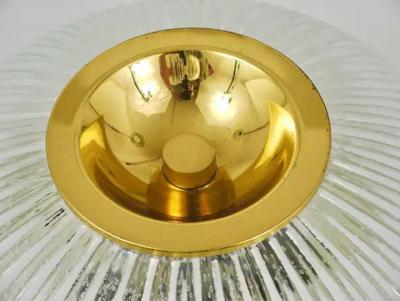  Glash tte Limburg Large Limburg Striped Glass Brass Flushmount Ceiling Light Germany 1970s