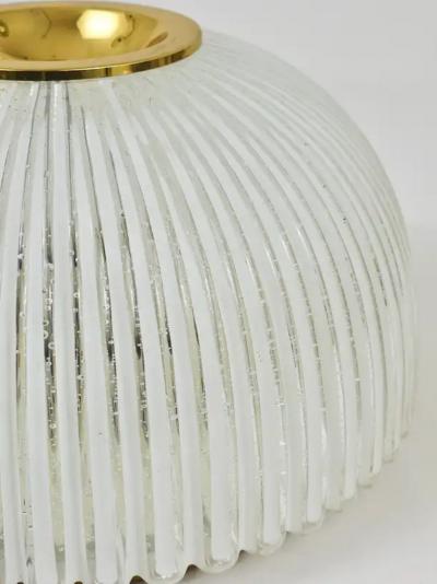  Glash tte Limburg Large Limburg Striped Glass Brass Flushmount Ceiling Light Germany 1970s