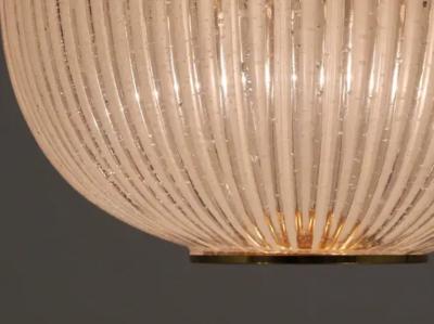  Glash tte Limburg Large Limburg Striped Glass Brass Flushmount Ceiling Light Germany 1970s