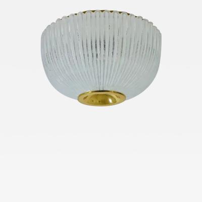  Glash tte Limburg Large Limburg Striped Glass Brass Flushmount Ceiling Light Germany 1970s