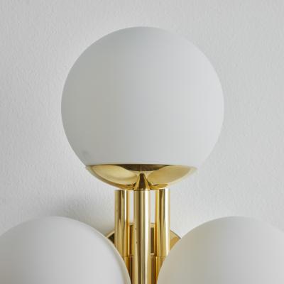  Glash tte Limburg Large Pair of 1960s 3 Arm Glass Brass Wall Lamps for Limberg