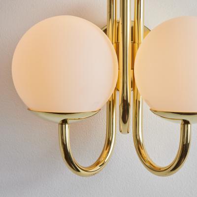  Glash tte Limburg Large Pair of 1960s 3 Arm Glass Brass Wall Lamps for Limberg